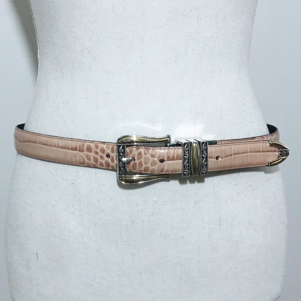 Brighton Pink Leather Belt Large 35” Black Reversible